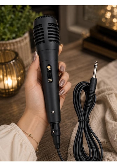 Kablolu Dinamik Mikrofon 6.3 Mm Jacklı El Mikrofonu 195 Cm Kablolu Karaoke Amfi Mikrofonu