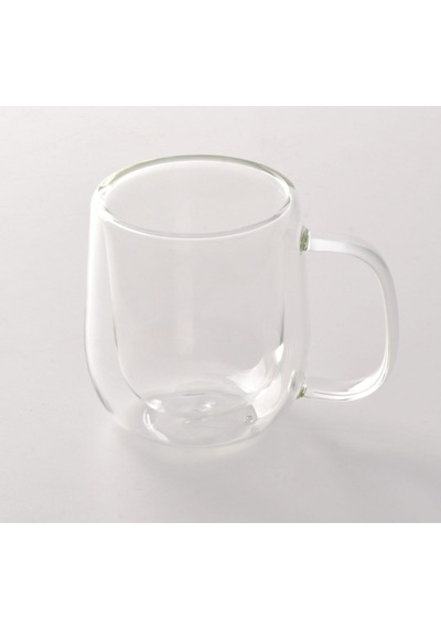Çift Cidarlı Borosilikat Cam Kupa, Kulplu, Şeffaf, 250ml çok renkli