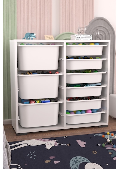 Carla 9 Sepetli Çok Amaçlı Oyuncak Dolabı Beyaz Carla 9 Sepetli Çok Amaçlı Oyuncak Dolabı Beyaz