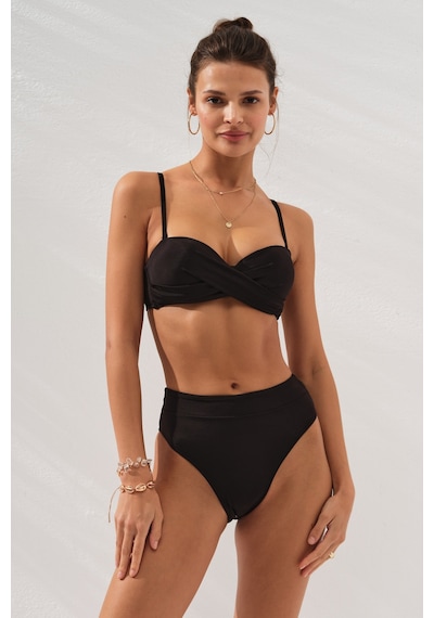 Pierre Cardin Bonie Dolgulu Straplez Yüksek Bel Bikini Takım Siyah 231225 231225 Sıyah