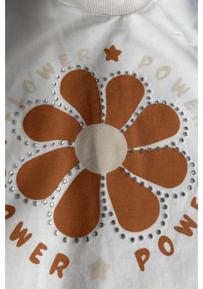 Turuncu Gardrop 6-9 Yaş Taşlı Kot Ceket Baskılı Kot Pantolon Kız Takım Latte Latte