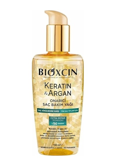 Bioxcin Keratin &amp Argan Onarıcı Saç Bakım Yağı, 150 Ml, Yıpranmış Ve Hasar Görmüş Saçlar