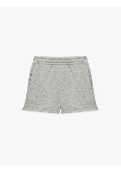 Koton Beli Bağcıklı Cepli Viskon Karışımlı Basic Şort Gri Melanj 6skg40187ak