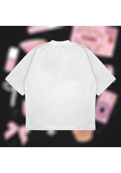 Startmore Girl World Oversize Unisex Pamuklu Nefes Alan Kalın Kumaşlı Beyaz