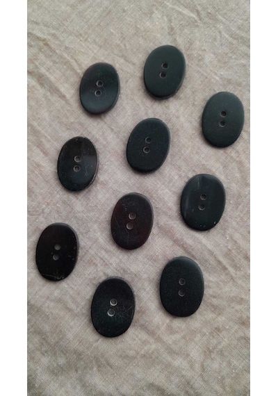 Doğal Siyah Hakiki İnci Midye Kabugu Düğme -25x18 Mm 10 Adet