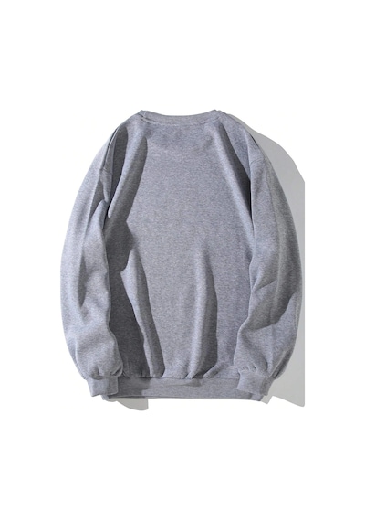 Tarzsokak American Flag & Letter Graphic Lined Sweatshirt Gri