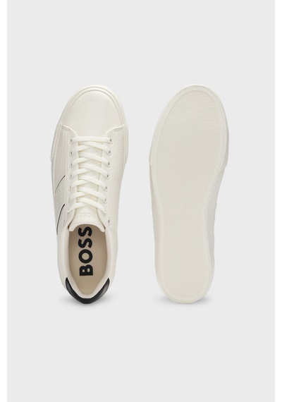 Boss Logolu Deri Sneaker Ayakkabı Erkek Ayakkabı 50522833 101 Beyaz
