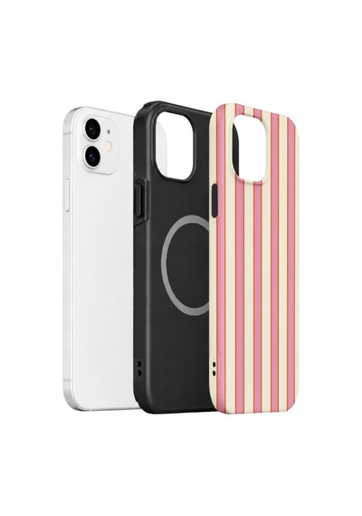 Apple iPhone Uyumlu 11 Vorian Çift Katmanlı Magsafe Kılıf Sunset Candy Stripe