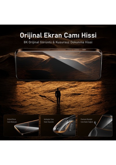 Aohi The Future Apple Uyumlu iPhone 16 Pro Max Kılıfı Siyah, Tam Kaplayan Kırılmaz Temperli Camlı Koruma-ssc14113