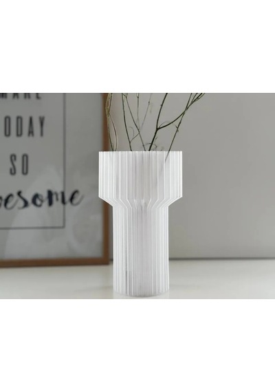 3d Baskı Modern Dekoratif Çiçek Vazosu - Minimal Silindir Tasarımlı Masaüstü Vazo, Ev Ve Ofis Dekoru-şeffaf Diğer