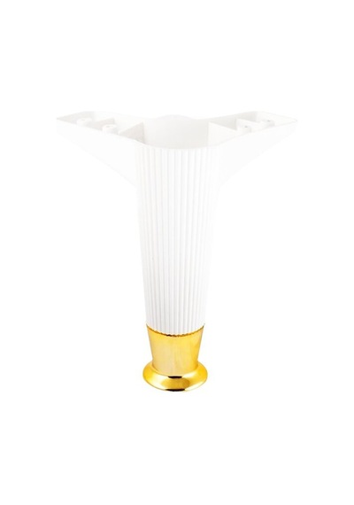 İbico-937 Plastik Mobilya Ve Koltuk Ayak 12cm Beyaz Gold Uçlu - 10'li Paket