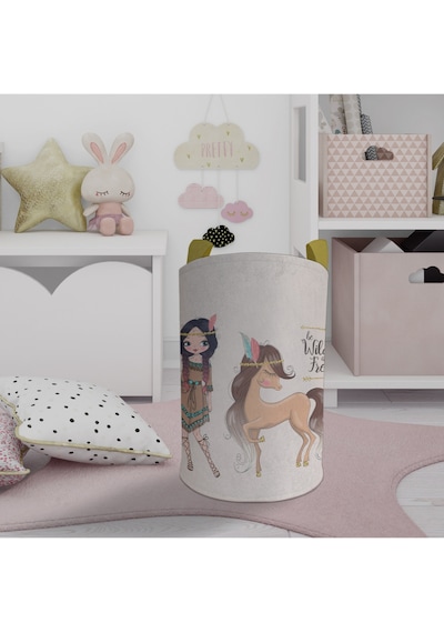 Mekta Home Bebek Ve Çocuk Odası Kızılderili Desenli Oyuncak Sepeti Renkli Çok Renkli