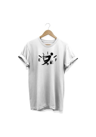 Yakıt Baskılı Beyaz T-shirt Beyaz