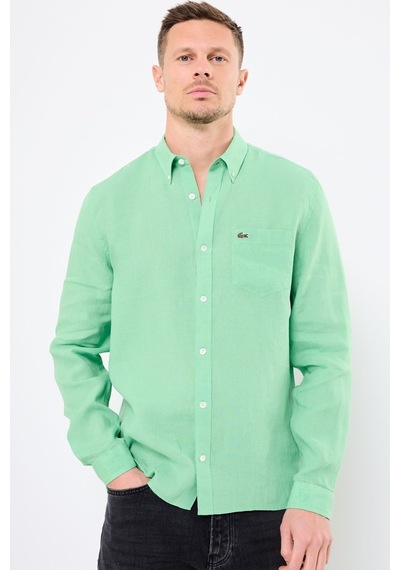 Lacoste Men's Regular Fit Button-down Collar Linen Shirt Erkek Düğmeli Yaka Keten Gömlek Yeşil Lacoste Men's Regular Fit Button-down Collar Linen Shirt Erkek Düğmeli Yaka Keten Gömlek Yeşil