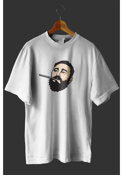 Noıssey -wed Fidel Castro Tasarım Baskılı Oversize T Shirt Beyaz