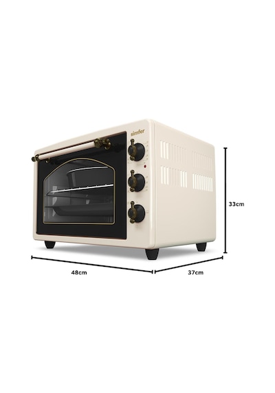 Simfer 3495 Retro Bej 34 LT Statik Mini / Midi Fırın - 4 Fonksiyon, Programlanabilir Pişirme & Isı Kontrol