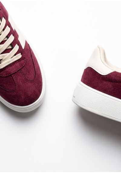 V.S.H Velvet Kadın Yüksek Tabanlı Bordo Sneaker Spor Ayakkabı Terra -2516