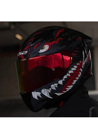 Ls2 Rapıd 2 Race Kaıju Fullface Motosiklet Kaskı Kırmızı Camlı Siyah