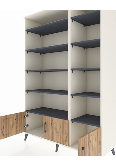 Hyperion Dolap 10 Raflı 3 Kapaklı 132x44x195 Aytaşı-çam/antrasit Aytaşı