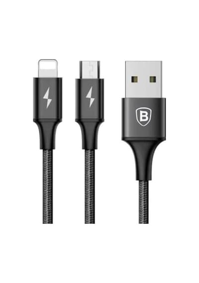 Baseus Rapid Series 2In1 Apple iPhone Uyumlu+ Micro Usb 3.0A Usb Kablo Şarj 1