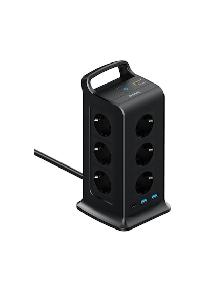 S-link Prz02 Voltbar 12 Soketli 2 Usb+type-c Pd Hızlı Şarjlı 2m 1050 Joule Tam Bakır Kablolu Kule Akım Koruma Grup Priz S-link