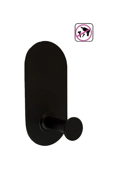 Askılık Yapışkanlı Thincal Oval Tekli Mat Siyah Rengi Pakette 4 Adet Mat Siyah