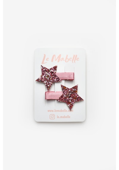 Pembe Simli Yıldız Figürlü 2'li Kız Çocuk Klips Toka Pembe