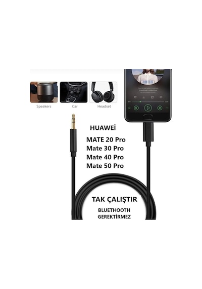 Huawei Mate 20 Pro Mate 30 40 50 Pro Aux Kablo Type C Aux Kablo Dac Çipli Örgü Tak Çalıştır