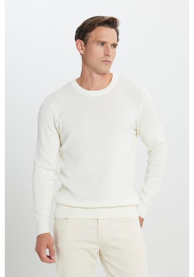 AC&Co / Altınyıldız Classics Erkek Ekru Pamuklu Standart Fit Normal Kesim Bisiklet Yaka Petek Dokulu Triko Kazak Ekru AC&Co / Altınyıldız Classics Erkek Ekru Pamuklu Standart Fit Normal Kesim Bisiklet Yaka Petek Dokulu Triko Kazak Ekru