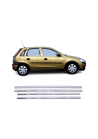 Opel Corsa C Krom Cam Çıtası 4 Prç P.çelik 2000-2007 Arası