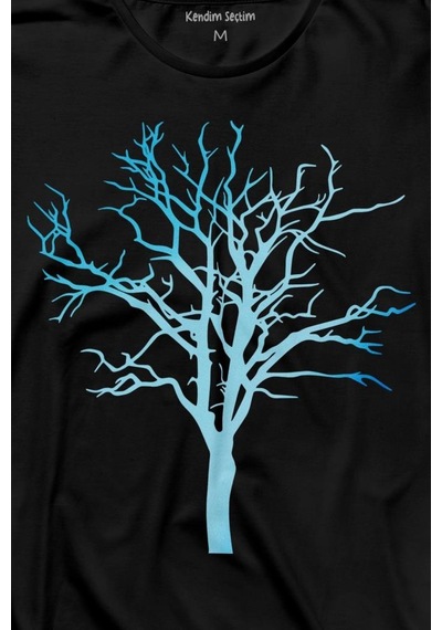 Nature Hayat Ağacı Kuru Ağaç Silüeti Uzun Kollu Tişört Baskılı T-shirt 001