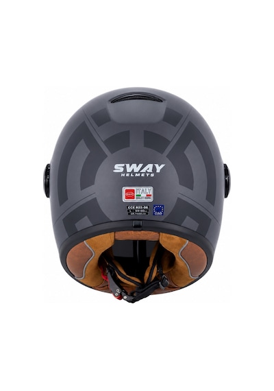 Sway V6 Full Face Retro Kask Siyah Vizör Target Grey