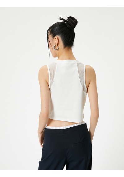Koton File Detaylı Kısa Atlet Pamuklu Slim Fit Ekru 4sal30067ık Ekru