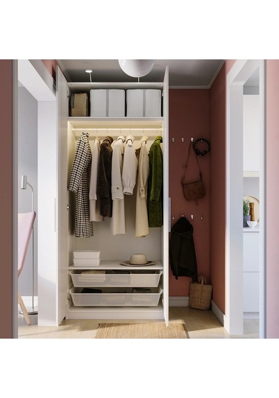 Ikea Beyaz Fonksiyonel Kapaklı Gardırop 100x60x236 Cm