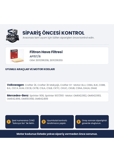 Filtron Ap157/6 Hava Filtresi - Crafter 1-2 / Sprinter 906-907 2.0-2.5 Tdı / 2.1-3.0 Cdı
