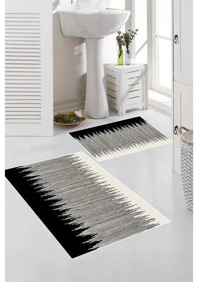 Eliana Home Dijital Baskı 2'li Banyo Paspas Takımı Lna5-fnl421 100x60 Ve 60x50 Cm Siyah