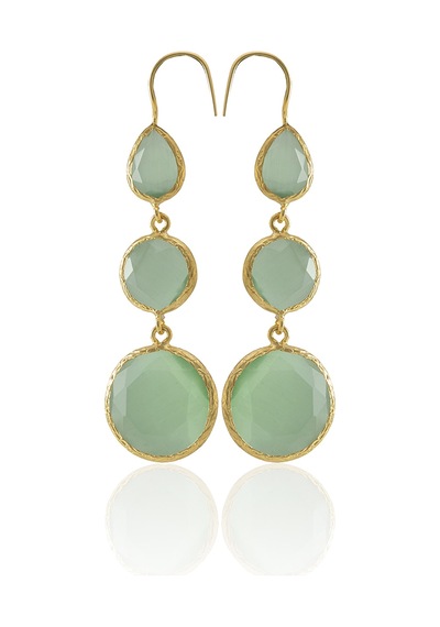 Kadir Jewellery 22 Ayar Altın Kaplama Kadın Sallantılı Küpe -el İşçiliği Ve Hipoalerjenik Küpe Açık Yeşil 45206692