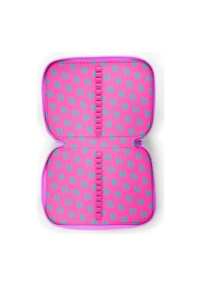 Coral High Kids Açık Pembe Mavi Kaplumbağa Desenli Çift Katlı Kalem Çanta 11134 Pembe - Mavi
