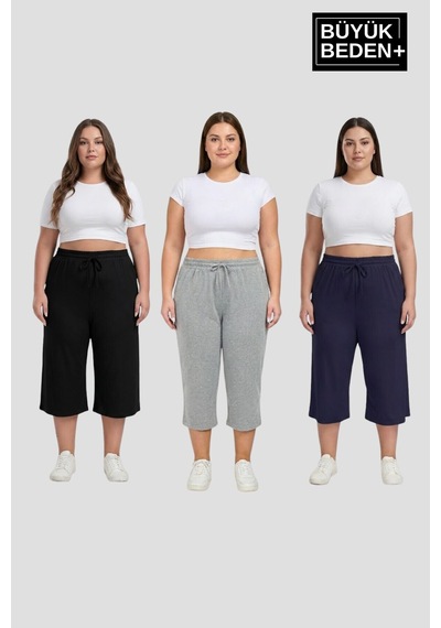 Süperlife Kadın Büyük Beden 3 Lü Kapri Şort Seti 3xl-6xl Spr26bsrk591+3 Siyah - Gri Melanj Süperlife Kadın Büyük Beden 3 Lü Kapri Şort Seti 3xl-6xl Spr26bsrk591+3 Siyah - Gri Melanj