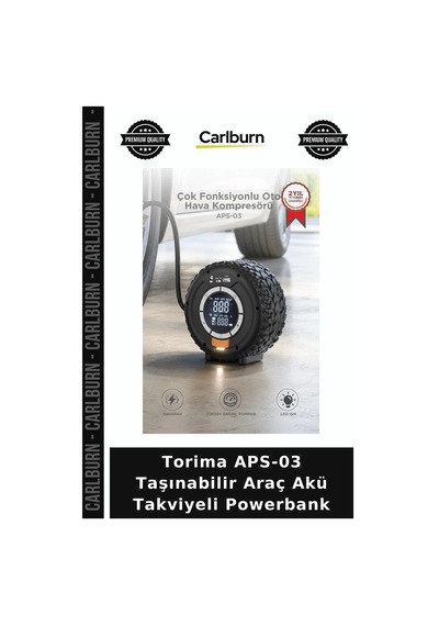 Torima Aps-03 Taşınabilir Araç Akü Takviyeli Powerbank Lastik Şişirici Aydınlatma Fenerli Cihaz