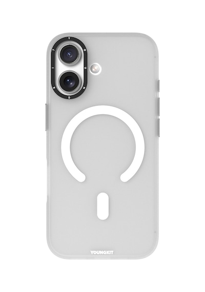 Apple Uyumlu iPhone 17 Kılıf M-safe Şarj Özellikli Youngkit Hidden Sand Serisi Kapak Beyaz Beyaz