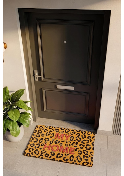 Cocojoy Pj010a Leopar My Home Desenli Kalın Kaymaz Taban Nem Alıcı Şık Tasarım Kapı Önü Paspası Renklı