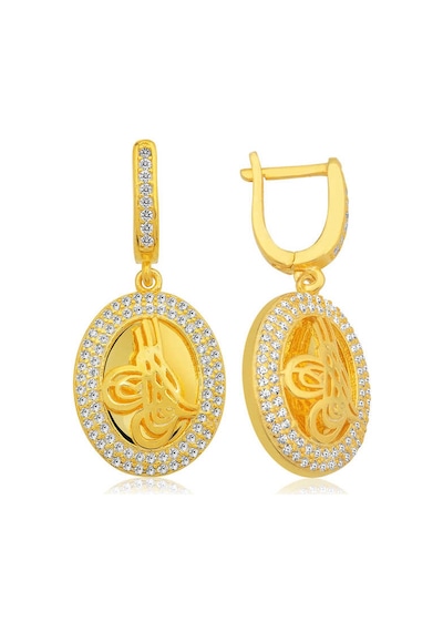 Gümüş Tuğralı Oval Bayan Küpe