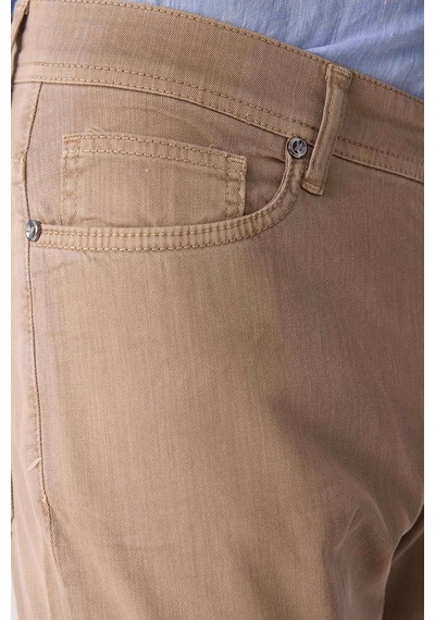Erkek Bej Slim Fit Üst Cep Kanvas Pantolon