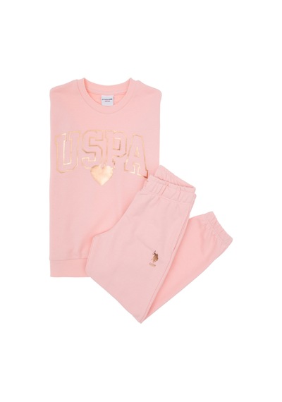 U.S. Polo Assn. Kız Çocuk Açık Pembe Parlak Baskılı Eşofman Takımı 50318935-VR078