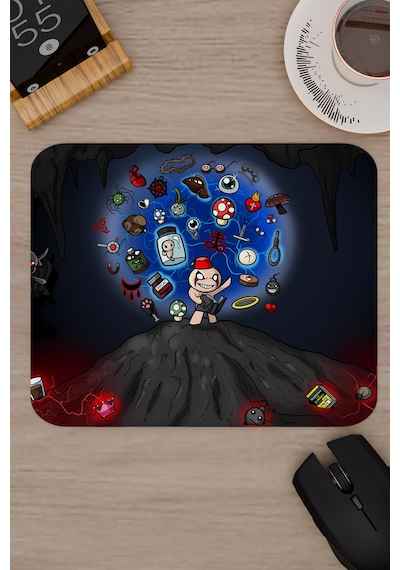 Binding Of Isacc Kaymaz Dikişli Kauçuk Oyuncu Mousepad V5 - 22x18 Gaming Mouse Pad Fare Altlığı