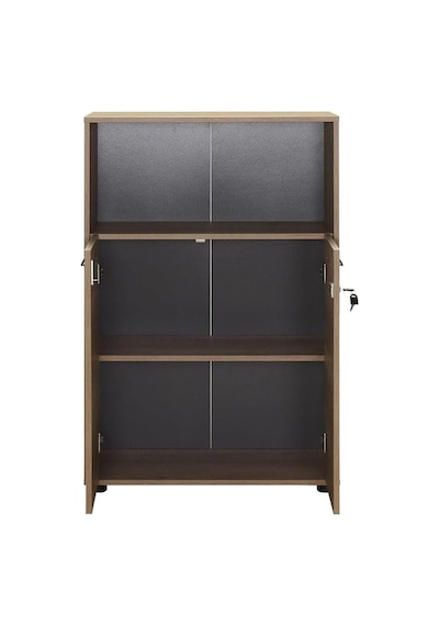 Tr Newyork 3 Raflı Kilitli Kapaklı Kitaplık-açık Ceviz Tori 72x110x34 Cm Gxyxd Diğer