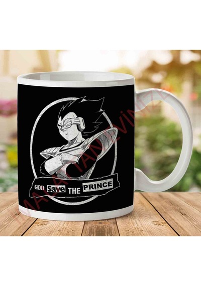 1-899 God Save The Prince Vegeta Dragon Ball Z İki Tarafı Baskılı Kupa Bardak.jpg