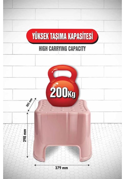 Flora Herkül Banyo Taburesi, Kaydırmaz Kauçuk Tabanlı 200 Kg Taşıma Kapasiteli Lüks Tabure Gri