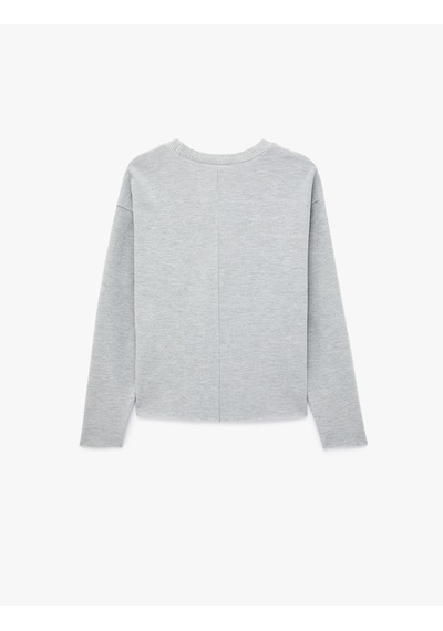 Koton Regular Fit Uzun Kollu Bisiklet Yaka Basic Sweatshirt Gri 7wak10006ek